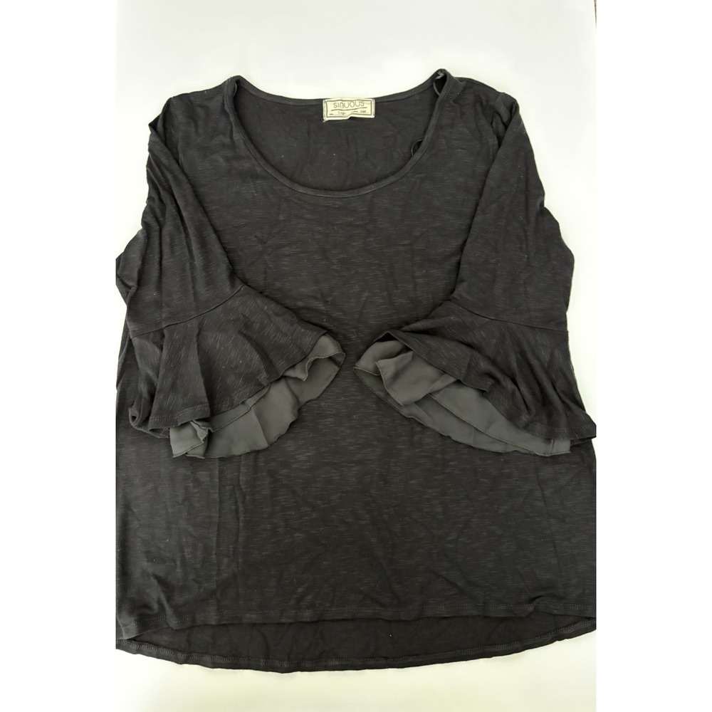 Sinuous Women's Black Bell Sleeve Blouse Large